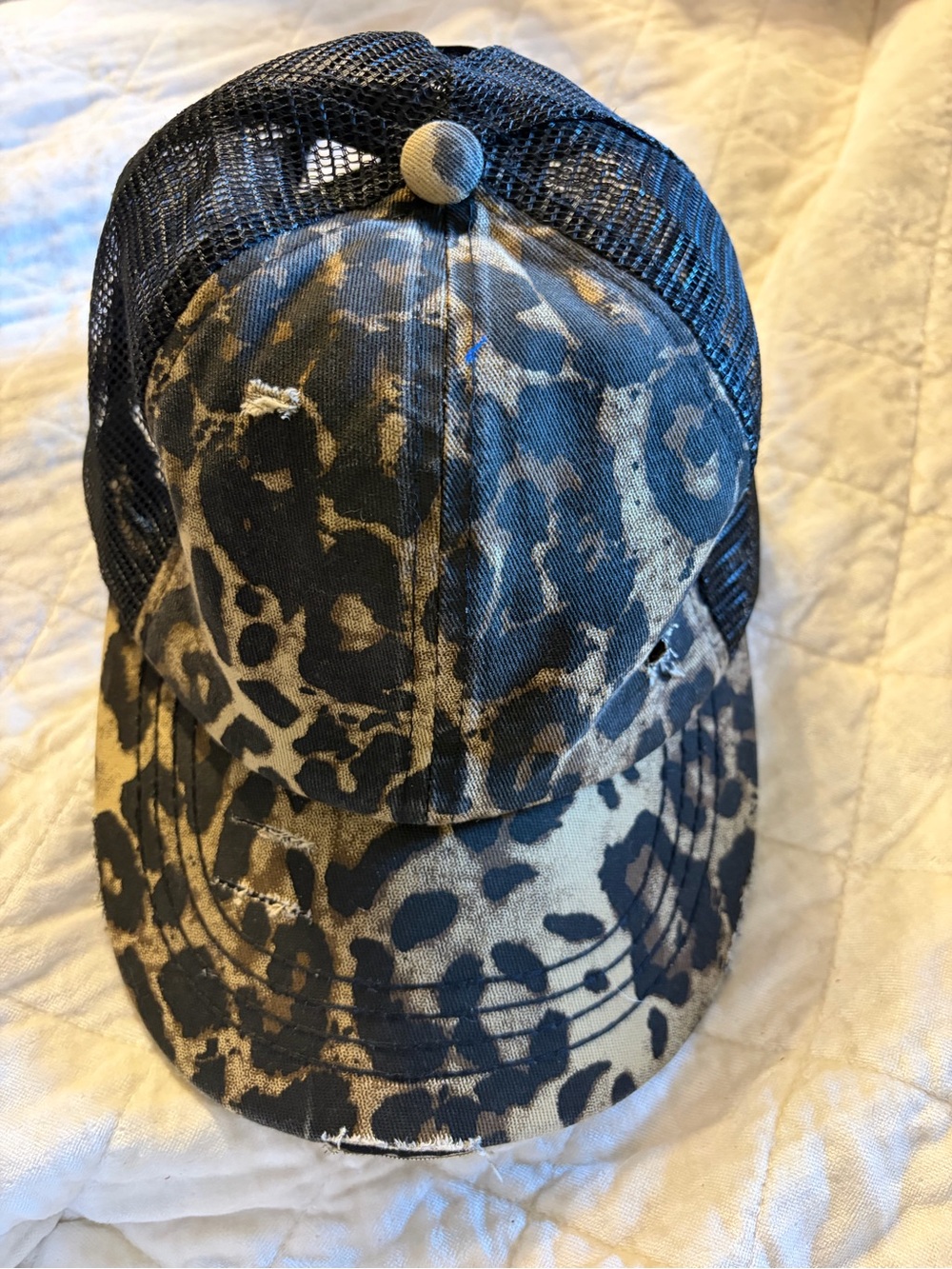 C.C Black and Tan Leopard Print Mesh Trucker Hat